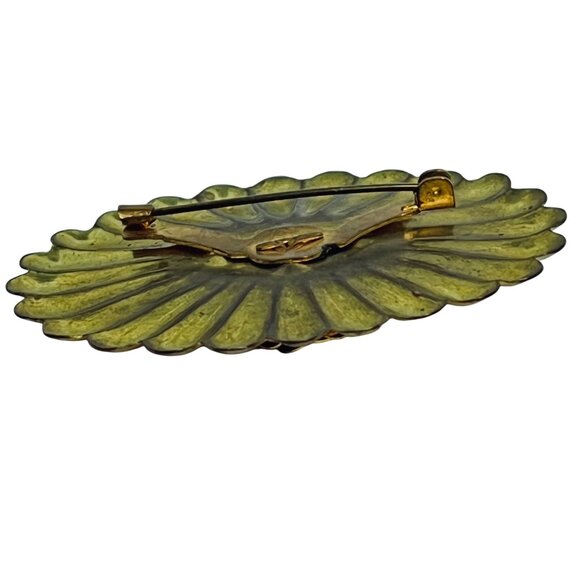 Oval Copper & Gold Tone Layered Flower Brooch With Pin Clasp (5734) - Picture 7 of 7